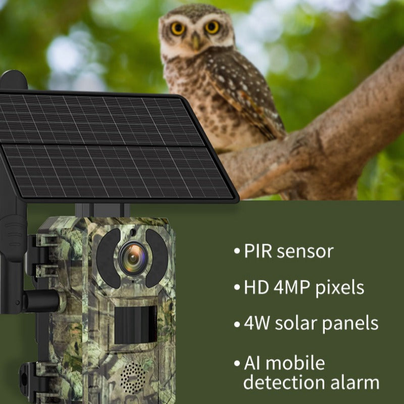 4MP 1440P 4G Wildlife Camera with Solar Panel, PIR Motion Sensor, Waterproof, Night Vision for Hunting and Trail Use