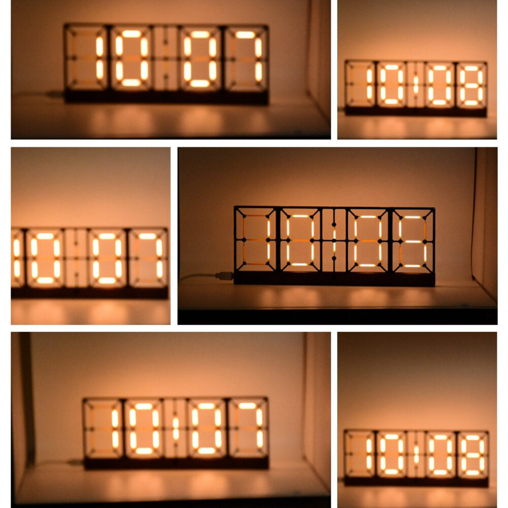 LED Clock Creative Clock DIY Kit Pseudo Glow Hollow Nordic Minimalist USB Powered Desktop Ornaments