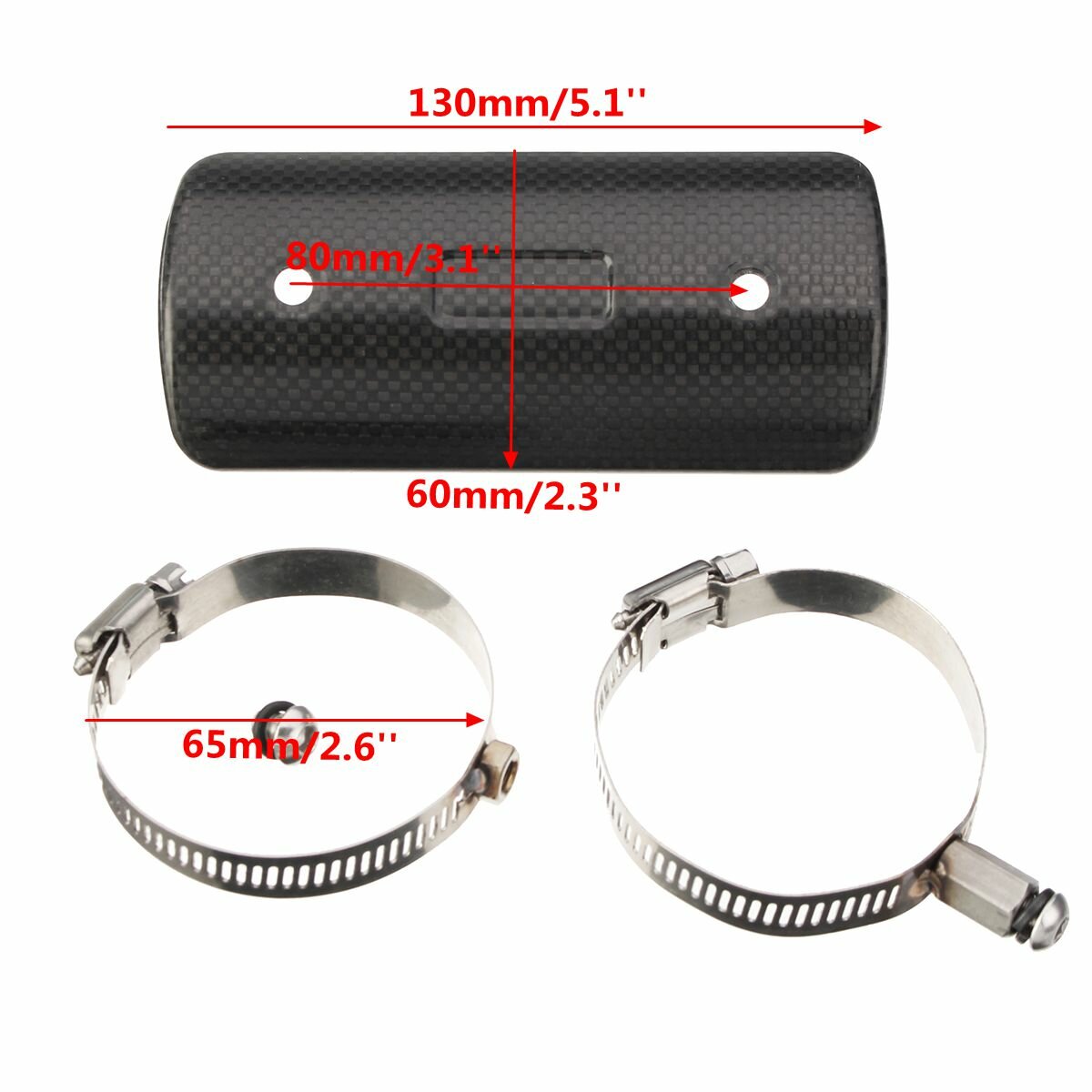 4/5/8inch Carbon Motorcycle Exhaust Muffler Pipe Heat Protective Shield Cover
