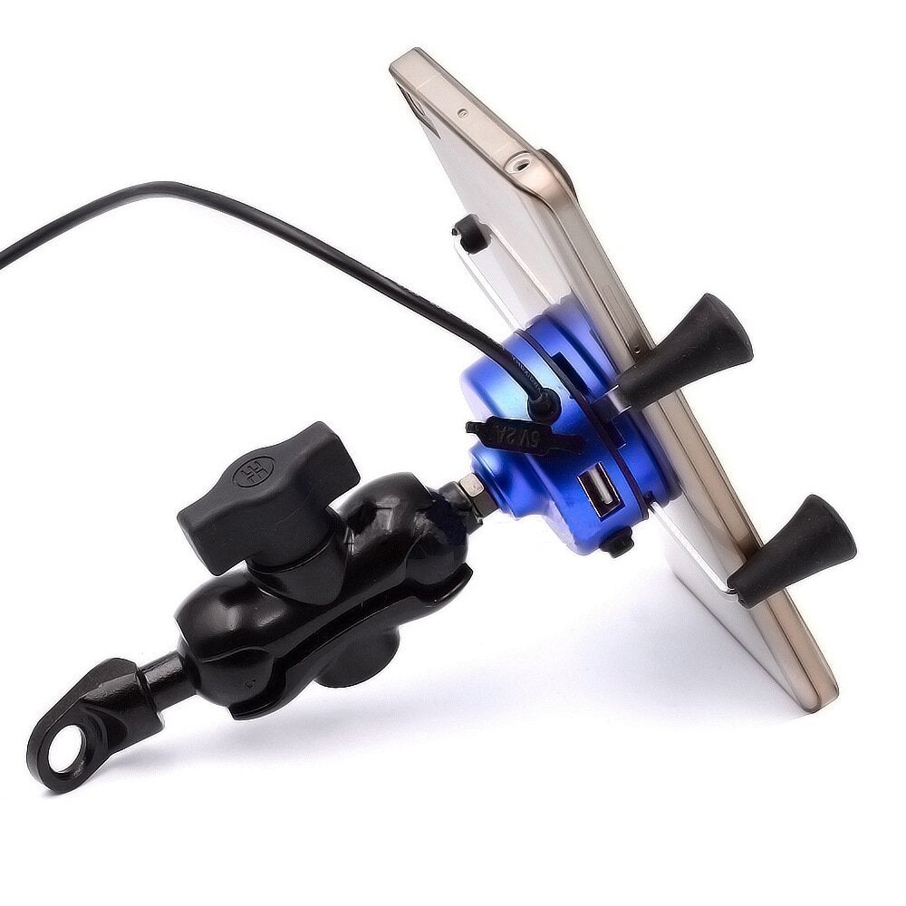 3.5-6 inch Phone GPS Holder USB Charger Motorcycle Scooter WUPP 3 Colors