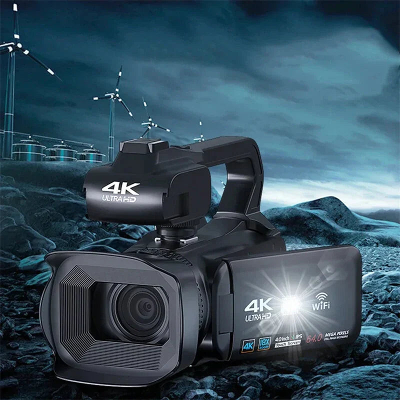 4K 64MP WiFi Camcorder with 18X Zoom, 4.0" Touch Screen & 2.4G Remote for Meetings, Conferences & Weddings - AF Function