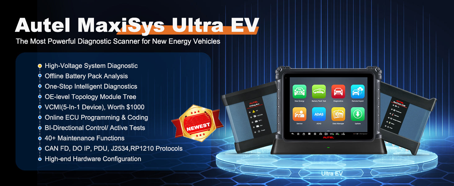 Ultra EV Advanced Diagnostics Tool High Voltage System Battery Pack Analysis Online ECU Programming Coding 5-in-1 VCMI RP1210 J2534 CAN FD