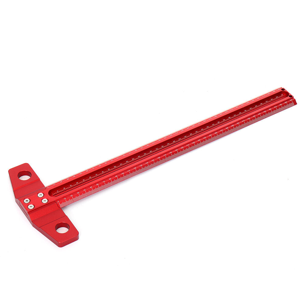 Woodworking Line Scribe T-Type Ruler, Aluminum Alloy, 300/400/500/600mm, 1mm Hole Crossed Marking Gauge