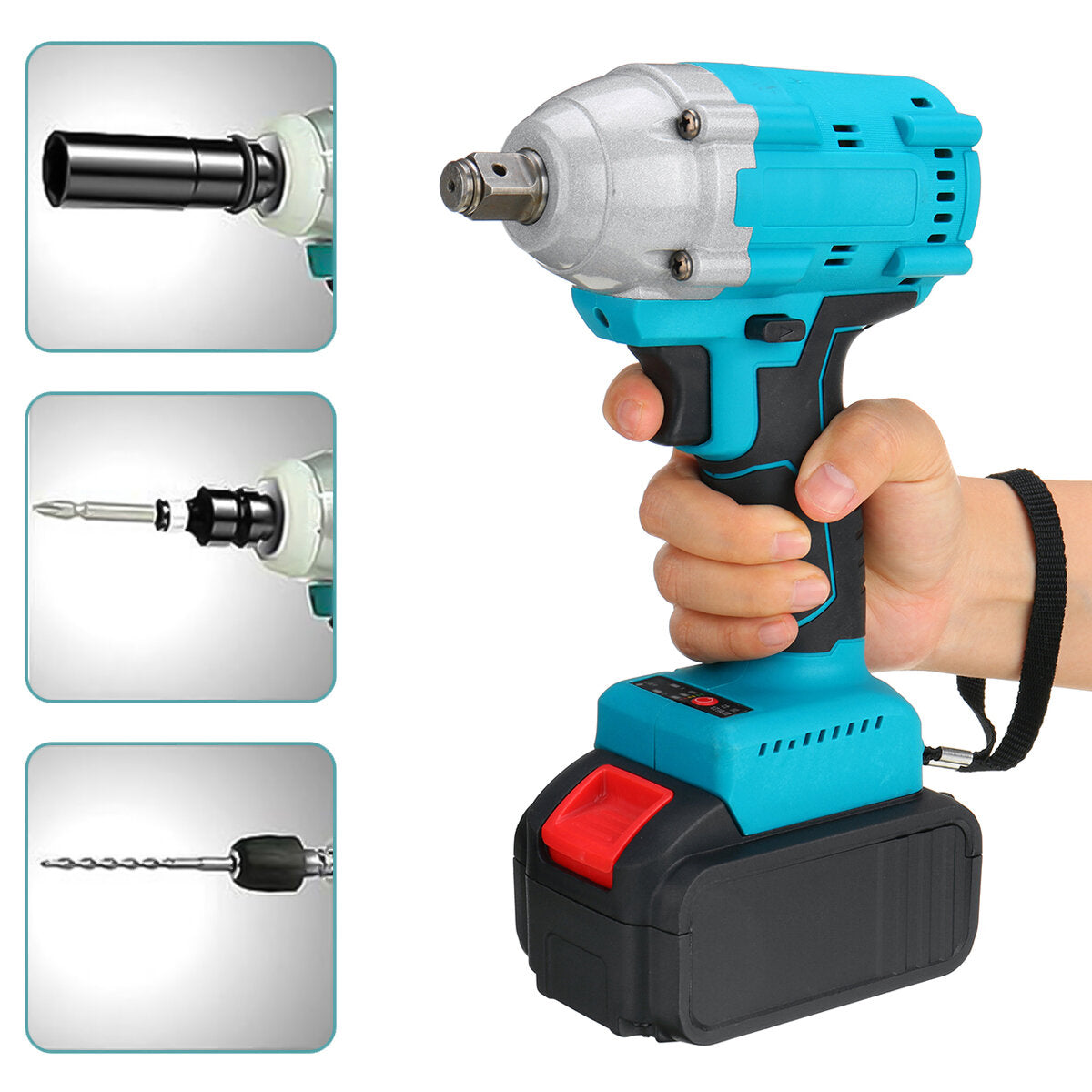 21V 520N.m Electric Cordless Impact Wrench 1/2" Brushless Driver Drill 5pcs Sockets Also Adapted To Makita Battery