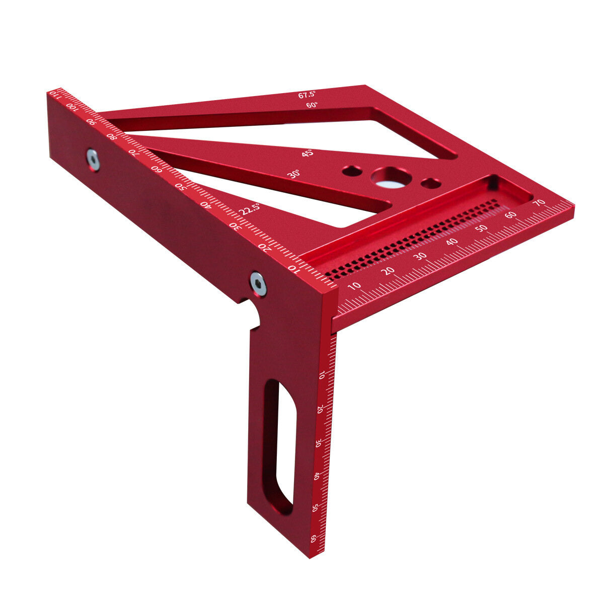 3D Multi-Angle Square Protractor - Aluminum Alloy, Measures 22.5°-90°, Precision Tool for Woodworking, Blue/Red Options