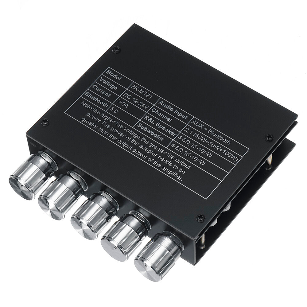 Bluetooth 5.0 Subwoofer Amplifier Board 50WX2+100W 2.1 Channel Power Audio Stereo Amplifier Tone Board Bass AMP AUX