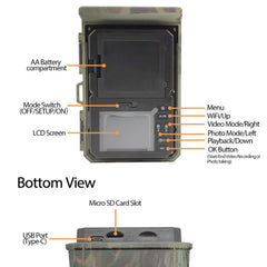24MP 1080P Solar Panel Hunting Camera Outdoors IP65 Waterproof Infrared Night Vision Monitoring Wildlife Trap Trail Camera Video Photo Recorder Cam