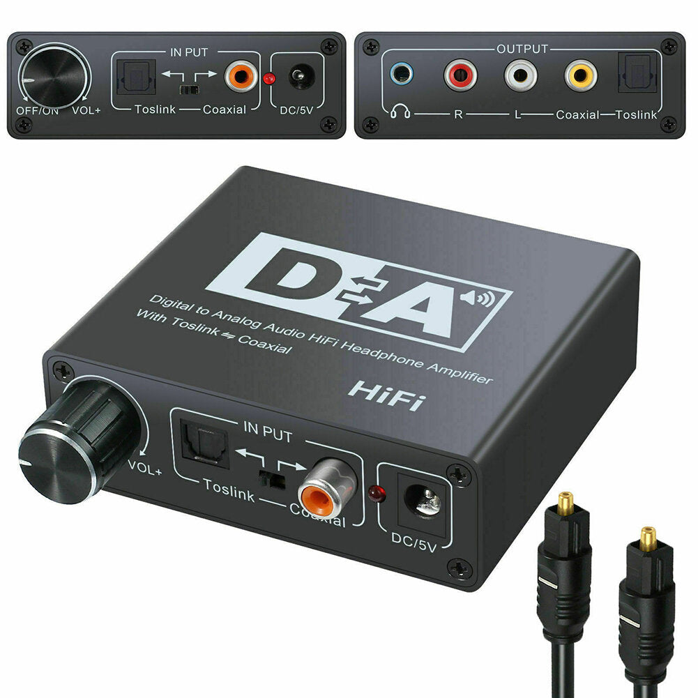 HIFI DAC Amp Digital To Analog Audio Converter Decoder 3.5mm AUX RCA Amplifier Adapter Toslink Optical Coaxial Output DAC 24bit