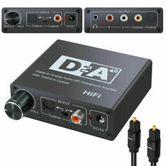 HIFI DAC Amp Digital To Analog Audio Converter Decoder 3.5mm AUX RCA Amplifier Adapter Toslink Optical Coaxial Output DAC 24bit
