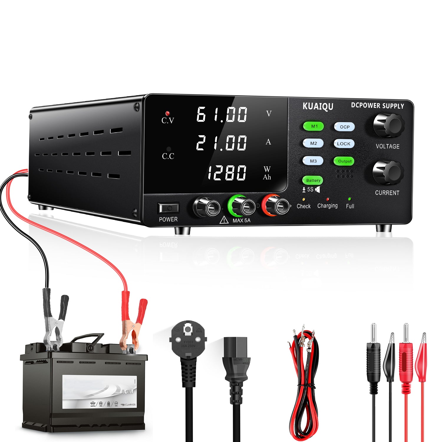R-SPS3020C Adjustable DC Bench Power Supply & Battery Charger, 0-60V/0-30A Options, 450W/600W/900W/1200W & OCP Protection
