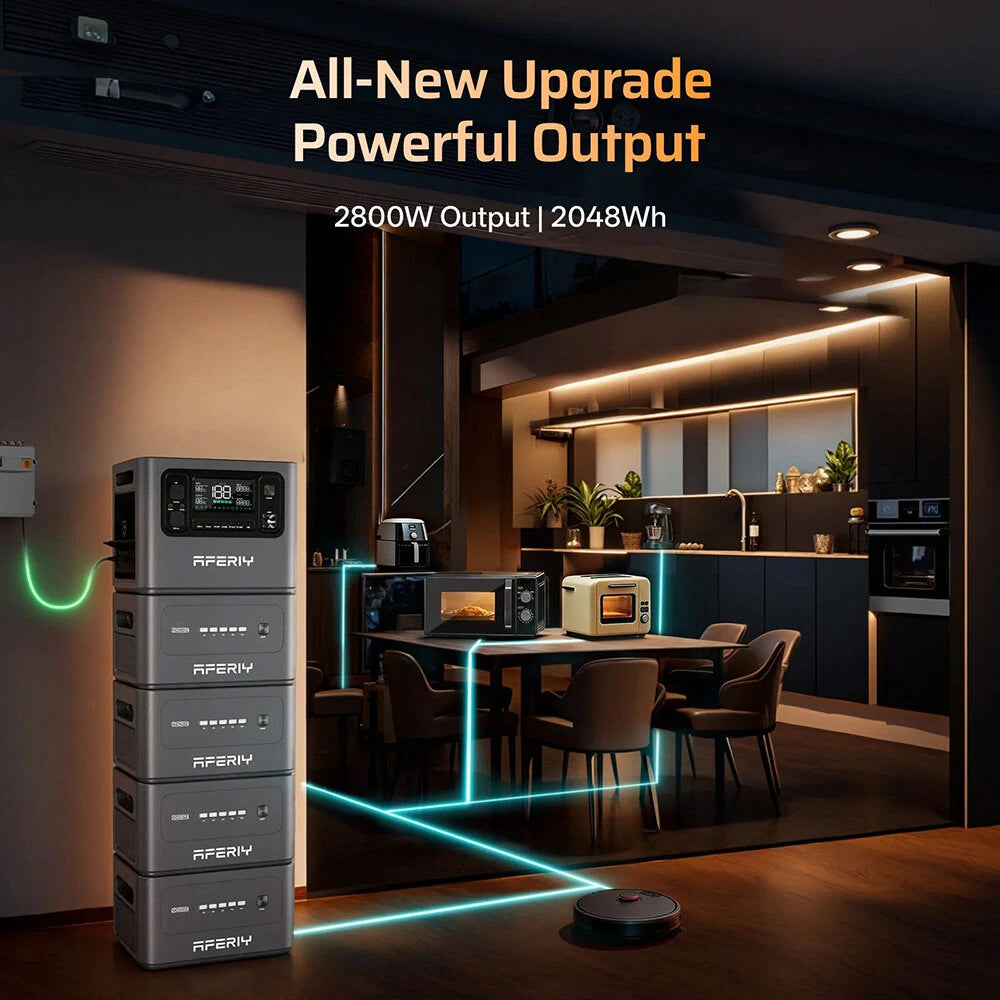2800W 2048Wh LiFePO4 Portable Power Station, Optional Expansion Battery, 1200W Solar Input, App Control & UPS Backup