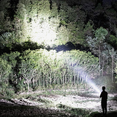 Double Light 500m Long Range Strong Flashlight with COB Sidelight USB Rechargeable Powerful Handheld Spotlight LED Searchlight