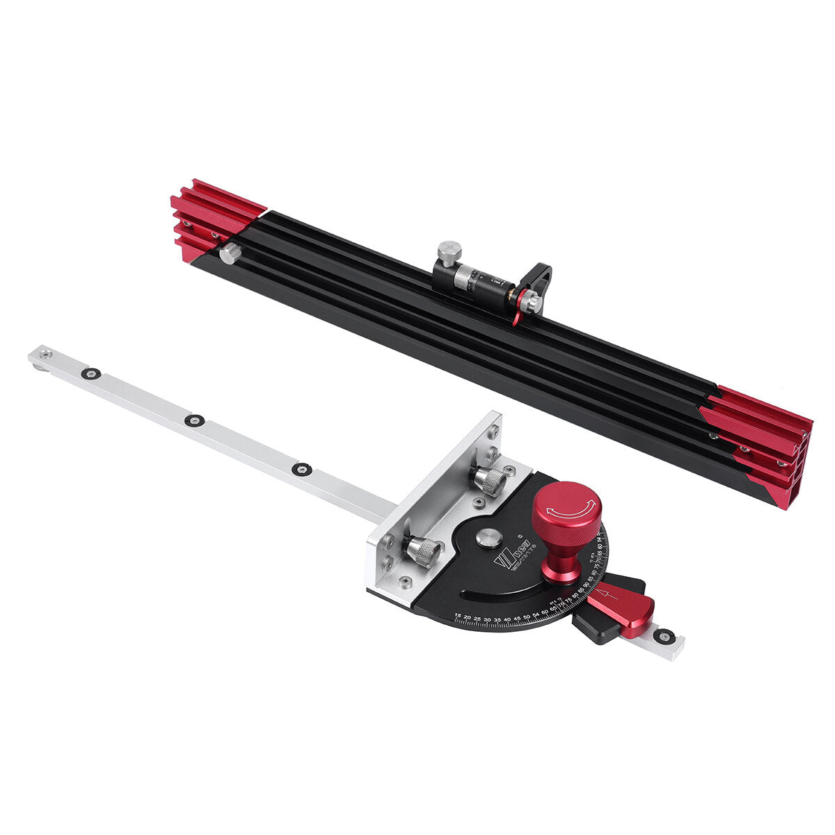 Adjustable Woodworking Tool with Laser Scale, Ergonomic Design, 15-90° Angles, Safe Push Handle, Compatible with Saws & Carvers