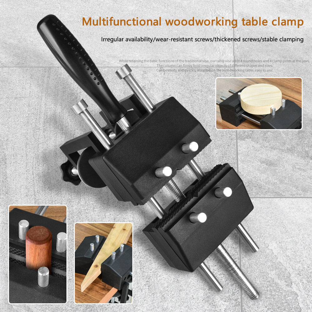 Versatile ABS Workbench Vise with V-Trough Clamp, 4 Columns, Elongated Base, 10-53mm Clamping Range, 85mm Jaw Width