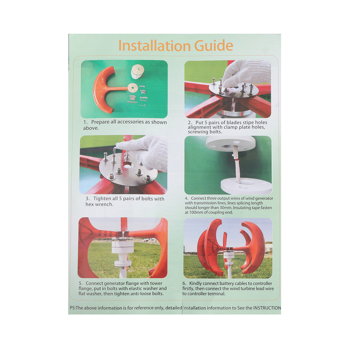 5 Blades Wind Turbine Generator 12V 24V 300W Permanent Magnet with Charge Controller High Energy Utilization Reliable Operation