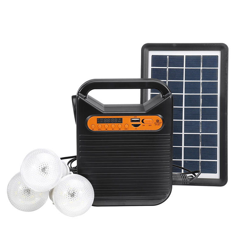 25W Solar Powered System Emergency DC System Light Kit FM Radio Audio USB Card Power Generation With Solar Panel