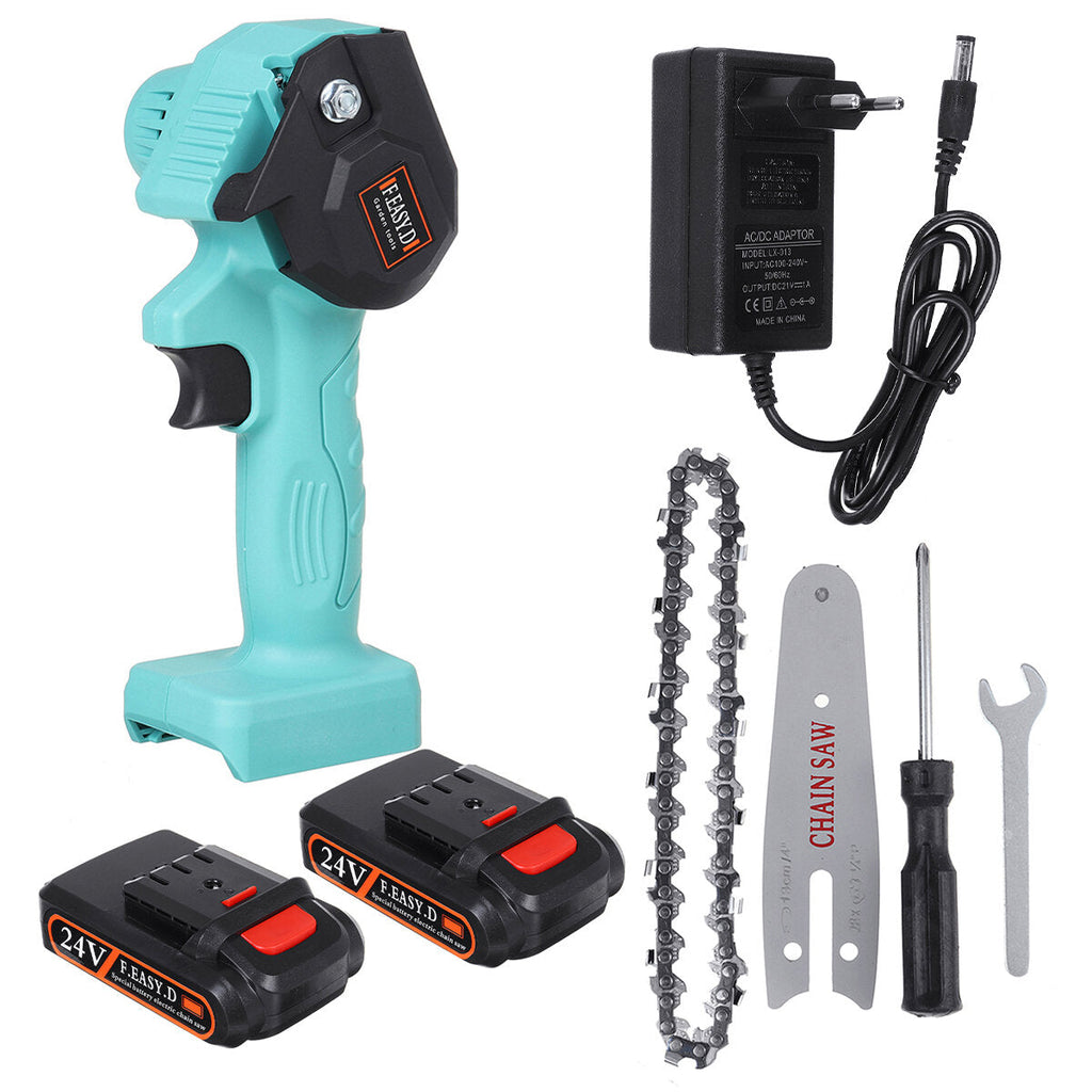 24V 550W Rechargeable Mini Electric Chainsaw Handheld Wood Pruning Saw Kit