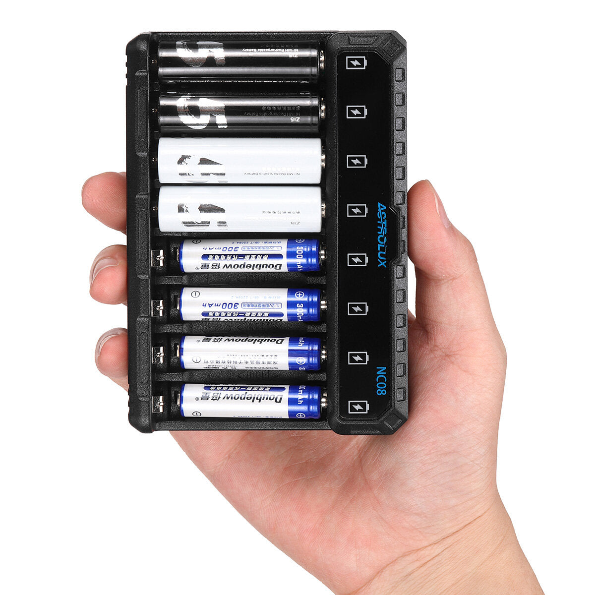 8 Slot Intelligent Type-C 2A Charger For 1.2V Ni-MH/Ni-Cd AA AAA 1.5V Li-ion 14500 10440 Rechargeable Battery