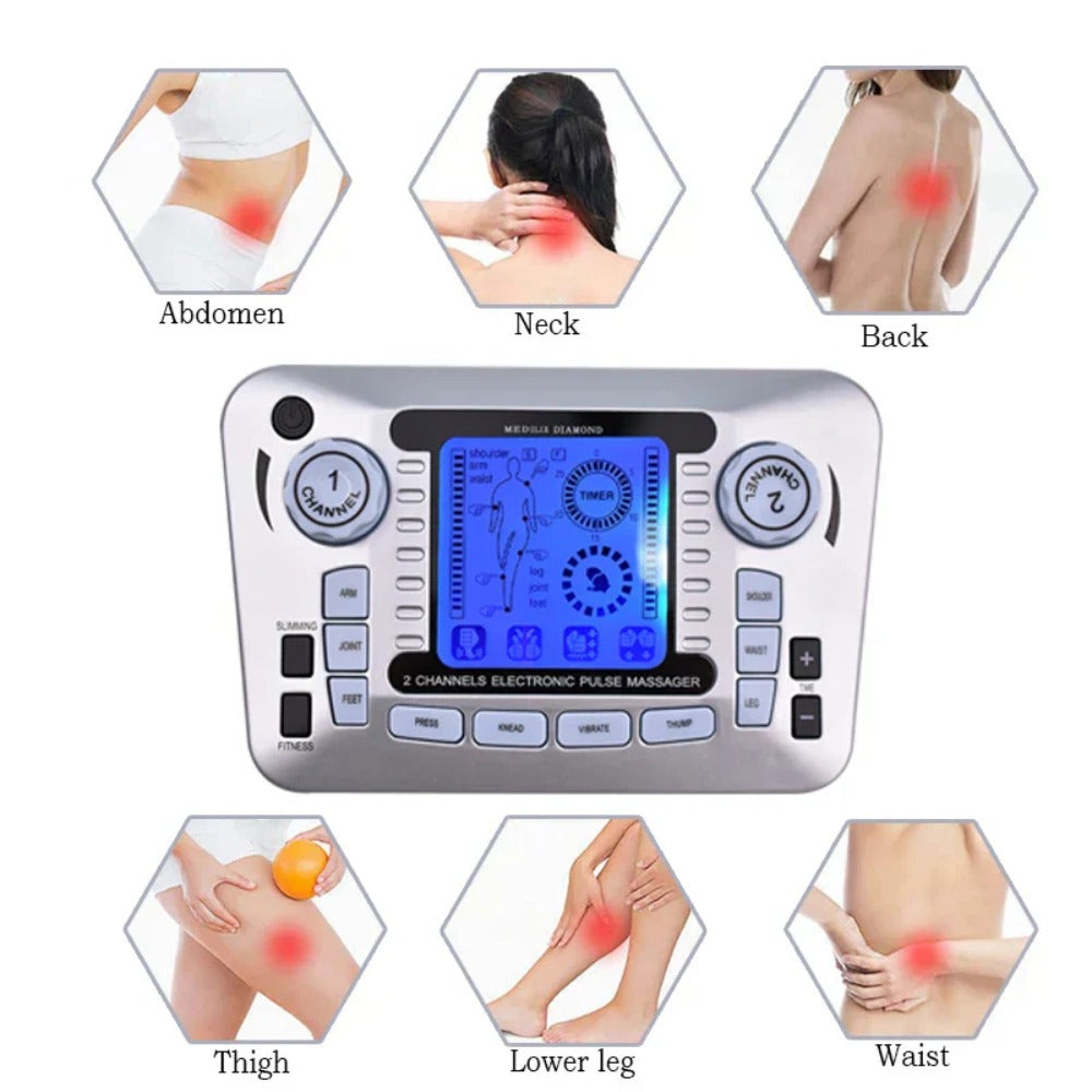 Multifunctional Electric Massager Stimulator with 20 Adjustable Intensity Levels for Pain Relief and Muscle Soothing
