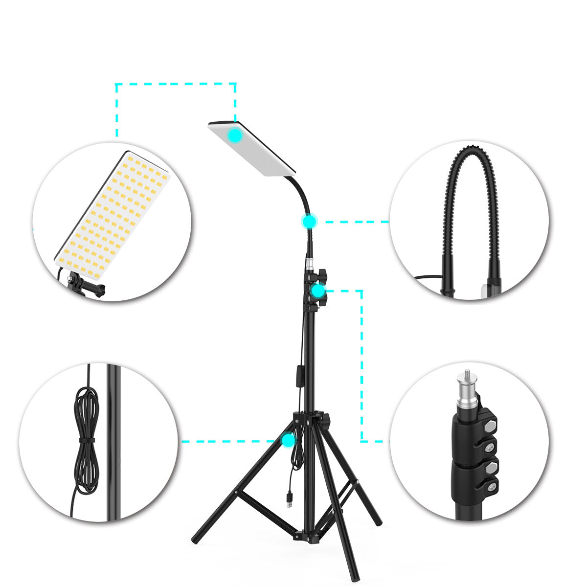 Upgraded Head 84*LED 1.8m Adjustable Tripod Stand Light Portable Outdoor LED Work Lamp Photography Fill Emergency Camping Lantern