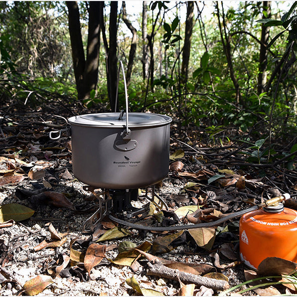 Big Capacity Titanium Camping Pot Outdoor Hanging Pot Portable Camping Picnic Water Cup
