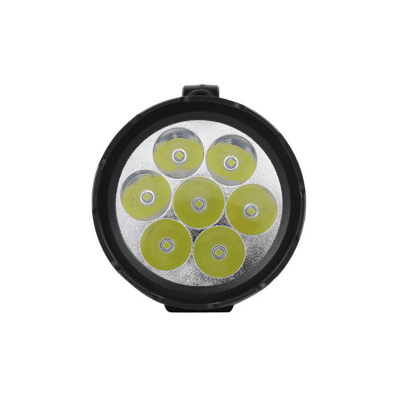 7LED Solar Rechargeable Portable Flashlight with COB Side Light USB Charging Super Bright LED Torch Search Light for Outdoor Camping Working Emergency