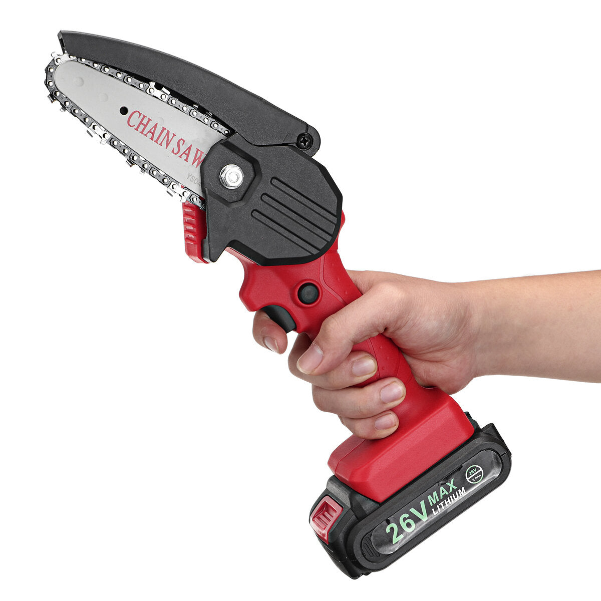550W 24V 4" Mini Cordless Electric Chain Saw One-Hand Woodworking Wood Cutter