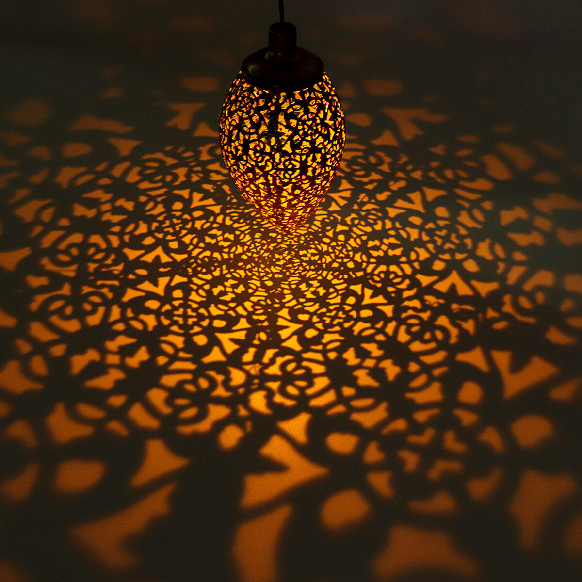 3.94''x8.27''x23.23'' Outdoor Iron Solar Light Pendant Hollow Projection Landscape Garden