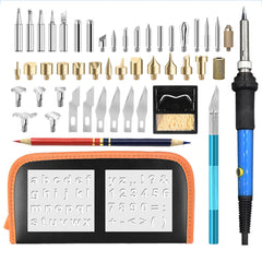 52Pcs 60W Wood Burning Pen Set Stencil Soldering Tips Tools Pyrography Kit
