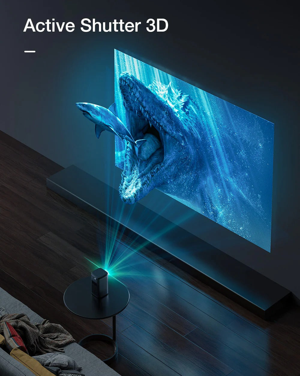 DLP Mini Projector with WIFI6, Android TV, Bluetooth 5.0, Auto Focus, Keystone Correction, Built-in Battery for Outdoor Movies