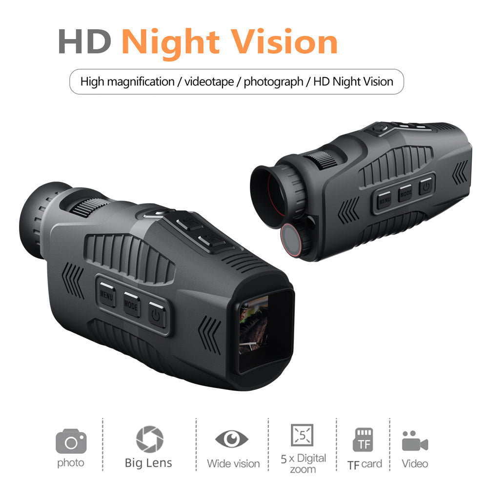 5X Digital Zoom Monocular, 960P HD Infrared Night Vision, Waterproof, 300M Range, Day/Night Dual Use, 7-Level Infrared Light