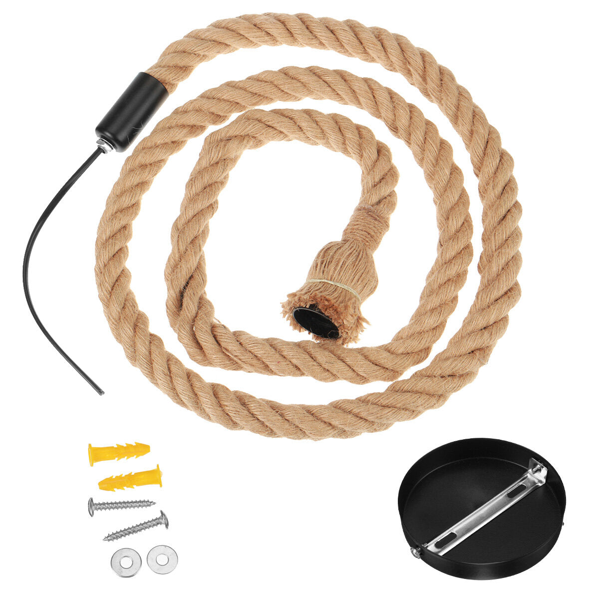 Hanging Lamp Base Holder Hemp Rope Pendant Light Home Restaurant Decor AC90-260V