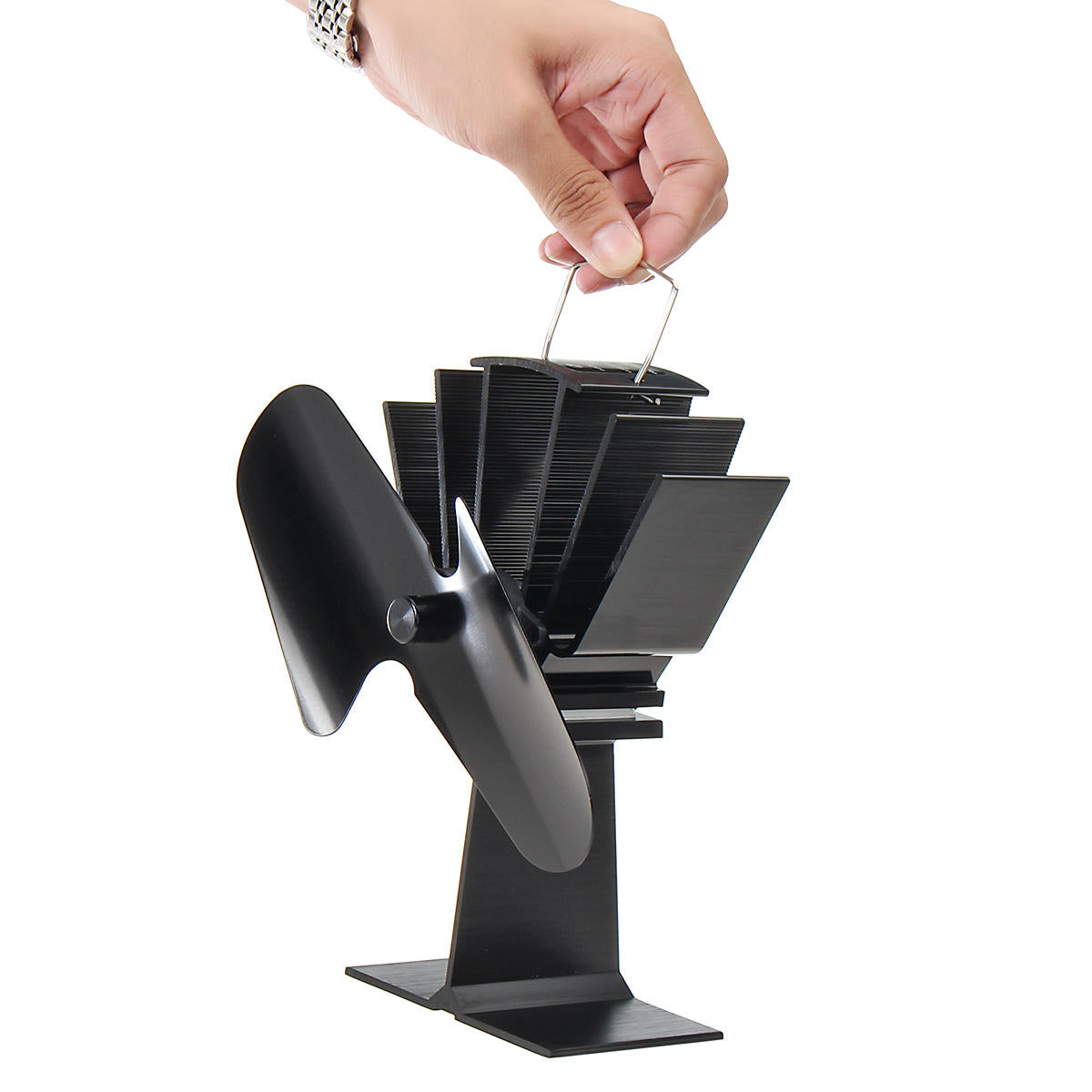 2 Blade Heat Powered Wood Stove Fan Silent Eco-Friendly Fireplace Fan for Wood Log Burner