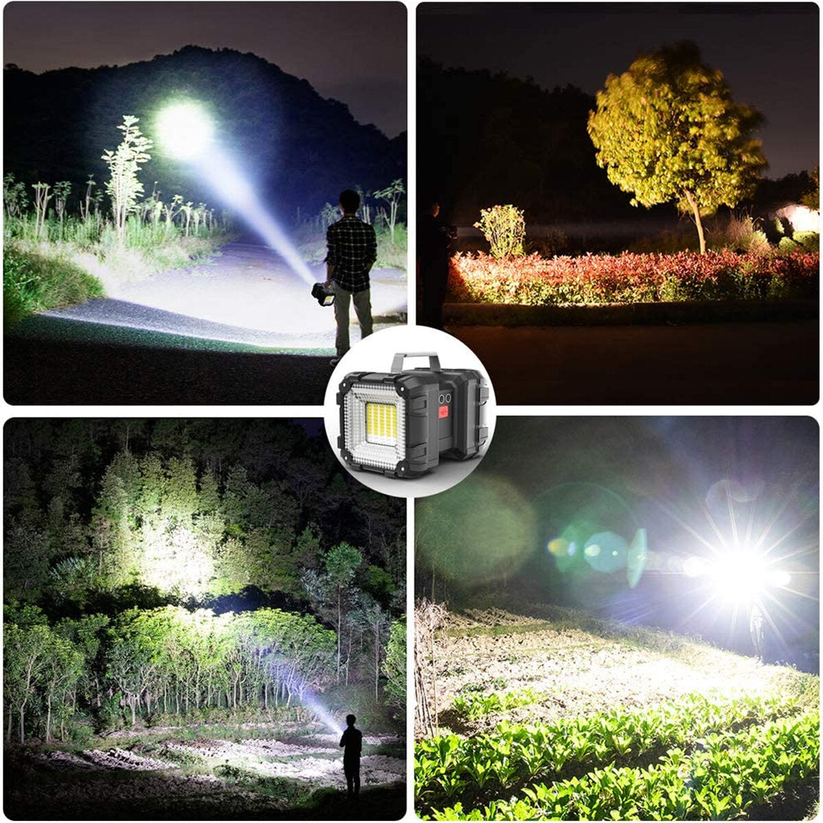 Super Bright LED Flashlight 7 Modes USB Rechargeable Spotlight Waterproof Floodlight Camping Hunting