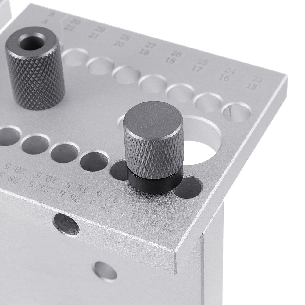 3 in 1 Woodworking Hole Punch Guide Dowel Jig for 15-30.5mm Thickness - Aluminum Alloy, Ergonomic Design, Silver/Black