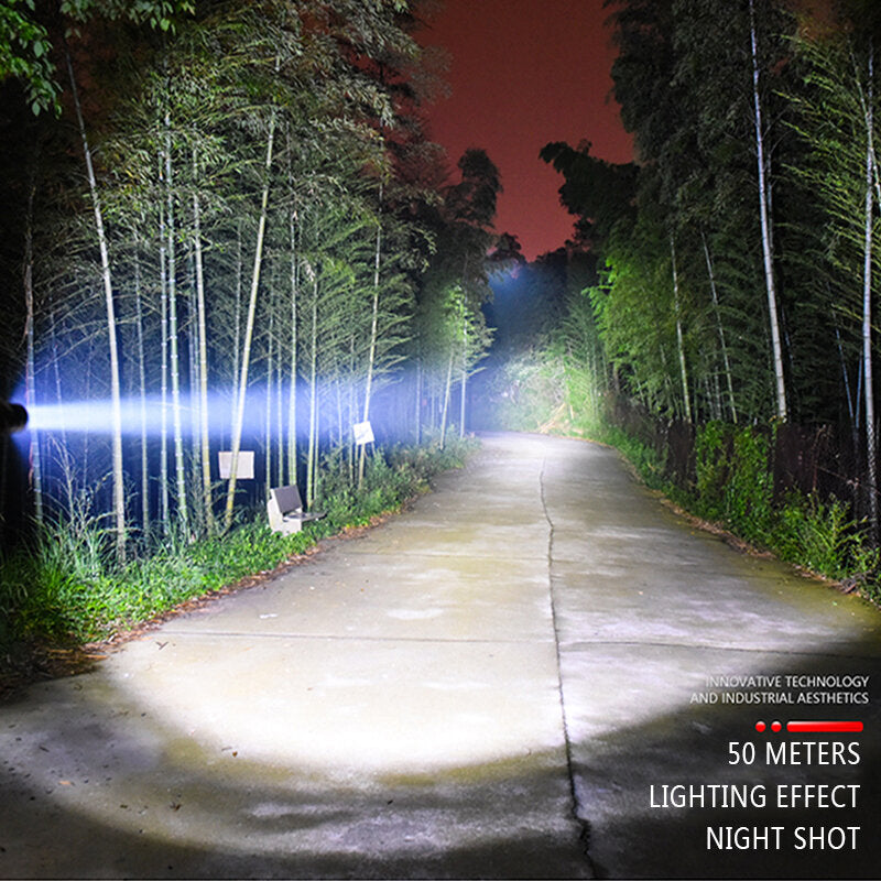 1800lm Powerful Long Range Zoomable Flashlight Kit Rechargeable & Power Focus Adjustable Tactical Light