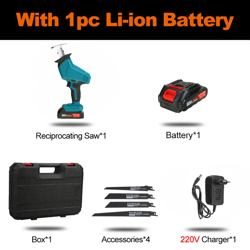 88VF Electric Reciprocating Saw Variable Speed Metal Wood Cutting Tool W/ 4pcs Blades & Plastic Case