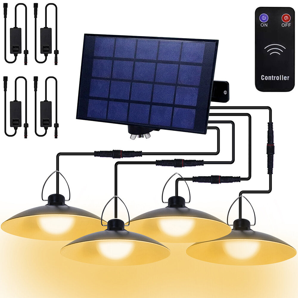 1/2/3/4 Head LED Solar Pendant Light IP65 Waterproof Outdoor Indoor Remote Control Solar Lamp for Garden Porch