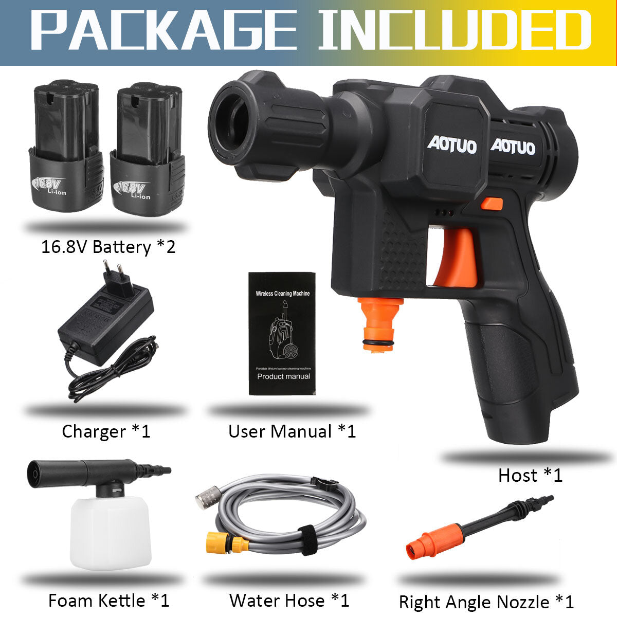 16.8V 500W Cordless High Pressure Washer Car Washing Machine Sprayer Guns Water Cleaner