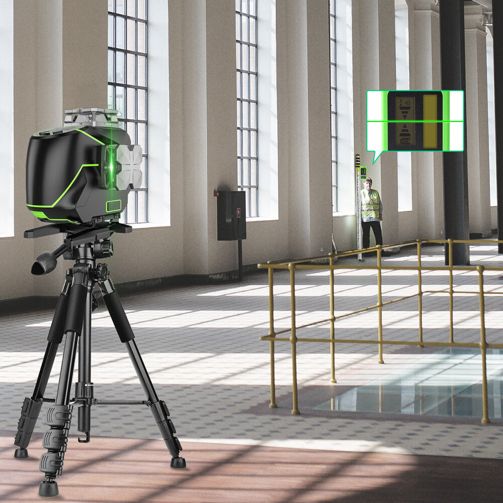 16 lines 4D Cross Line Laser Level Bluetooth & Remote Control Functions Green Beam with Hard Carry Case