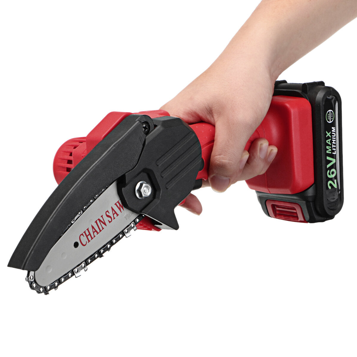 550W 24V 4" Mini Cordless Electric Chain Saw One-Hand Woodworking Wood Cutter