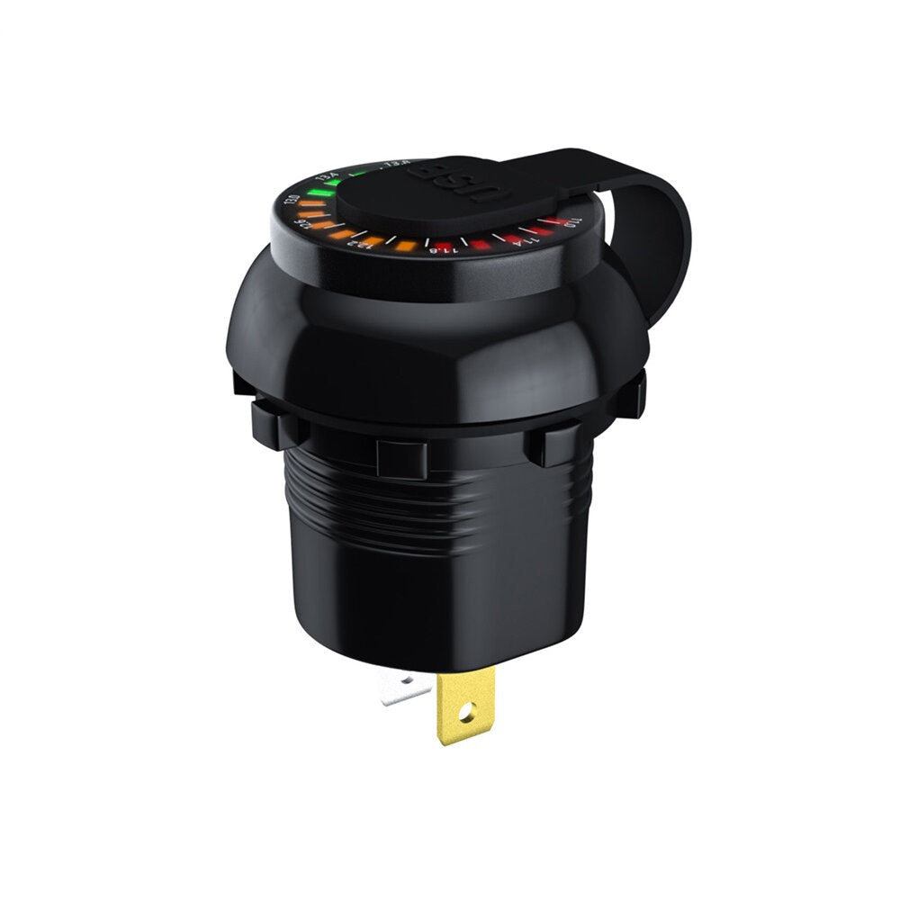 Dual USB Charger Quick Charge Socket Adapter Power Outlet With Voltmeter Display For Car Motorcycle Boat