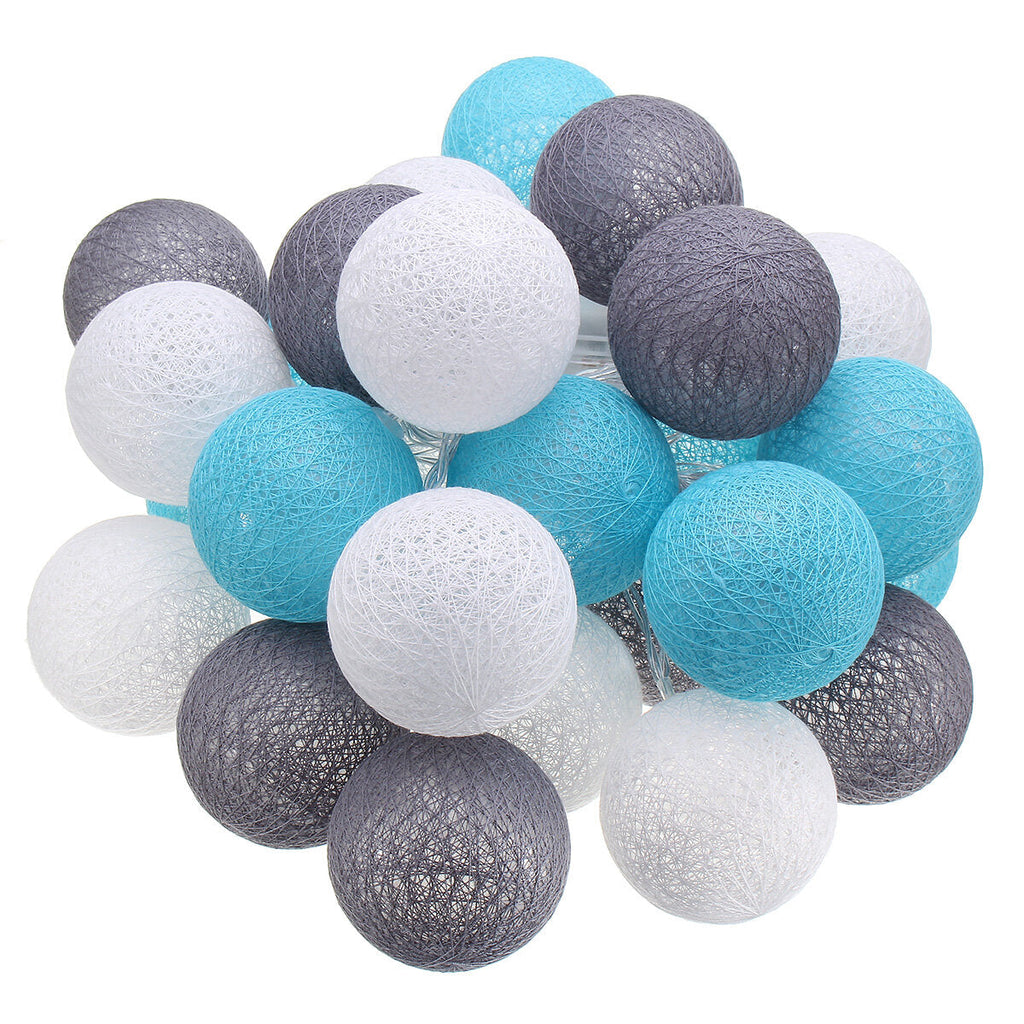 Battery Powered 30LEDs Pastel Cotton Ball String Lights for Holiday Decoration