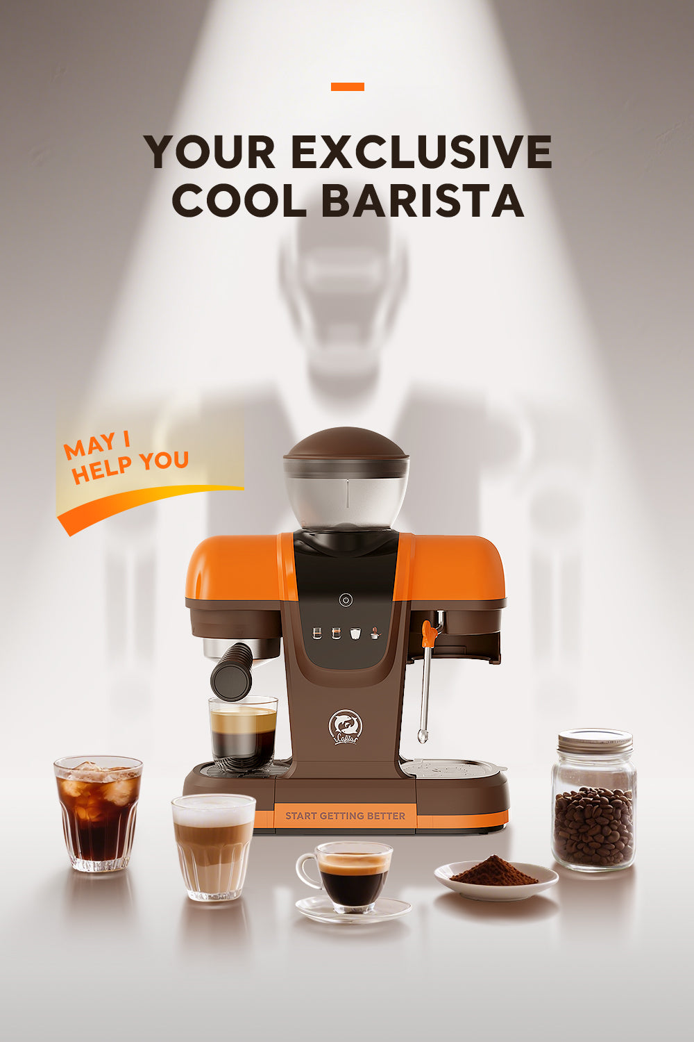 Semi Automatic Espresso Coffee Machine 19Bar with Built-in Grinder Pre-infusion System High-pressure Extraction Touch Panel Control