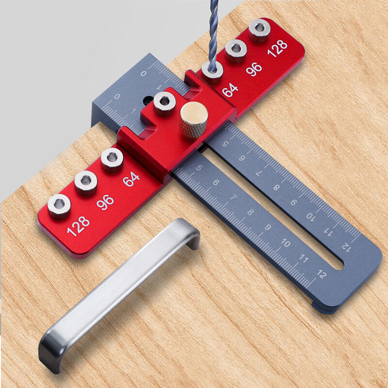 Adjustable Aluminum Alloy Handle Punch Locator with 4mm Drill for Metal, Fits 64/96/128mm Hole Distances