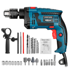 220V 1200W Electric Impact Hand Drill Bit Set Variable Speed Adjustable Woodworking Drill Power Tool