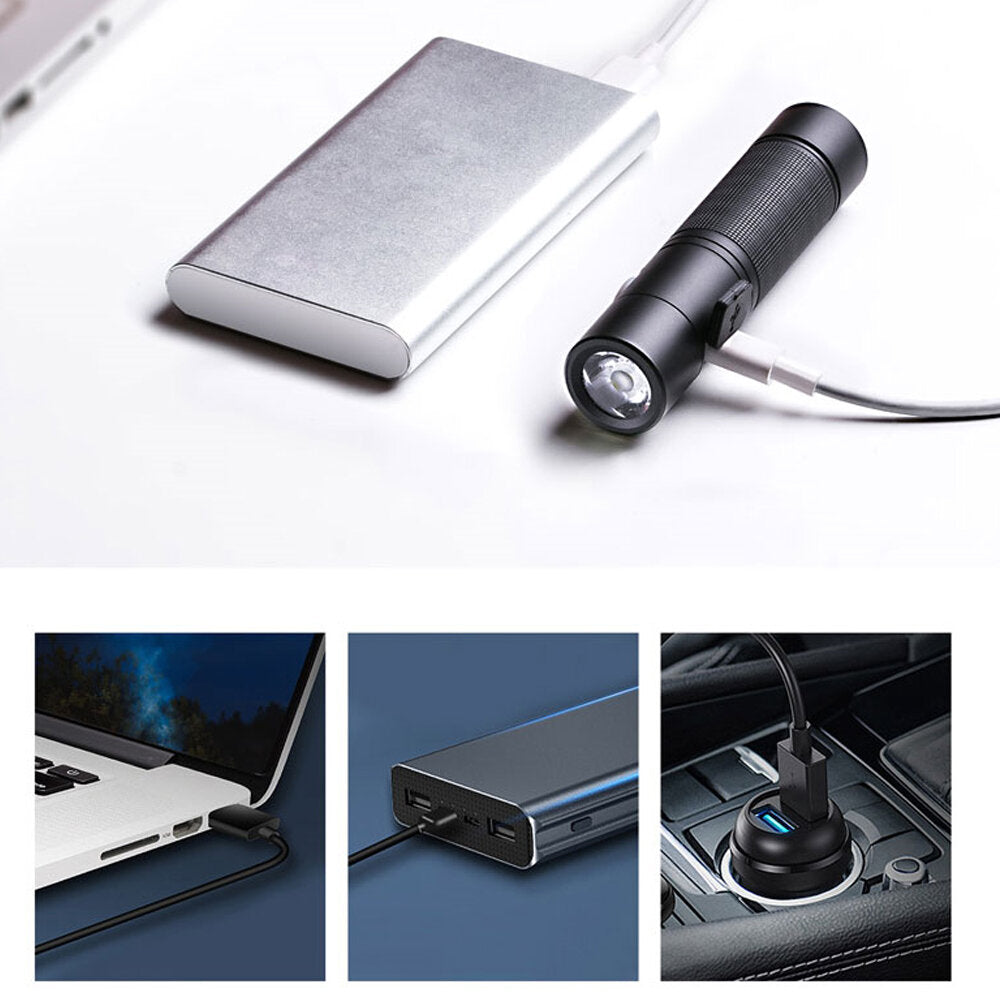 1400lm TIR Lens 200m Long Range Compact EDC Flashlight with Type-C USB Rechargeable 18650