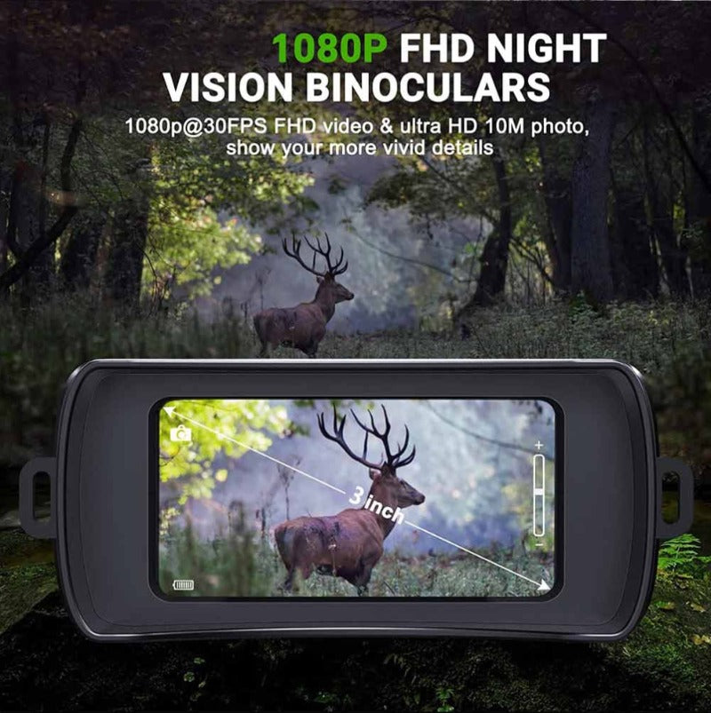 4K HD Night Vision Binoculars with 10X Zoom, 3.0'' TFT Screen, Infrared, Dual Use for Outdoor Camping & Hunting