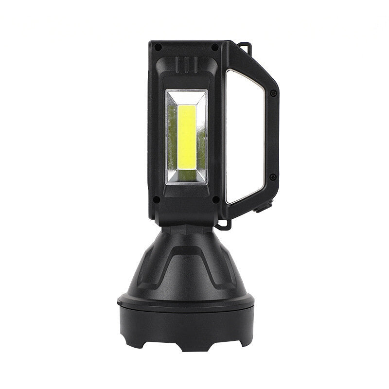 7LED Solar Rechargeable Portable Flashlight with COB Side Light USB Charging Super Bright LED Torch Search Light for Outdoor Camping Working Emergency