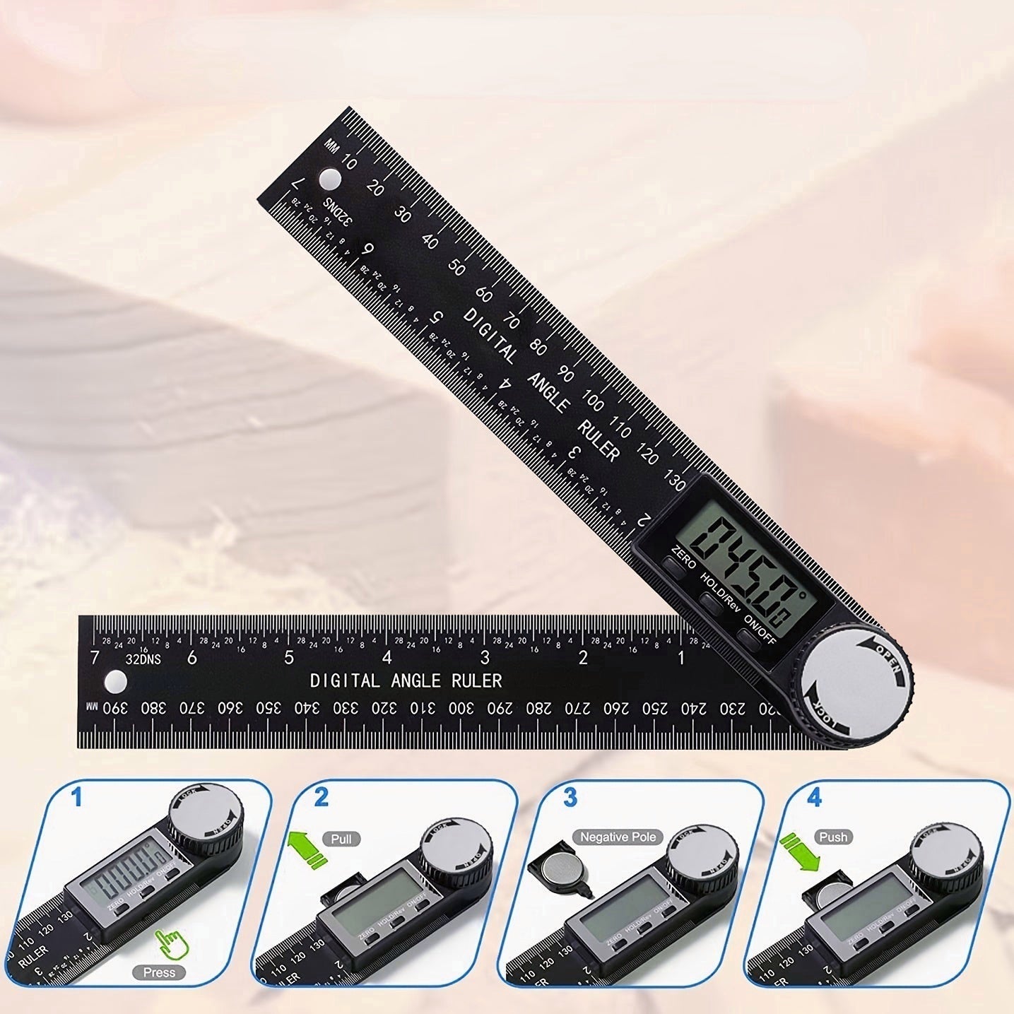 2 In 1 Protractor Angle Measuring Tool Fit For Woodworking Construction